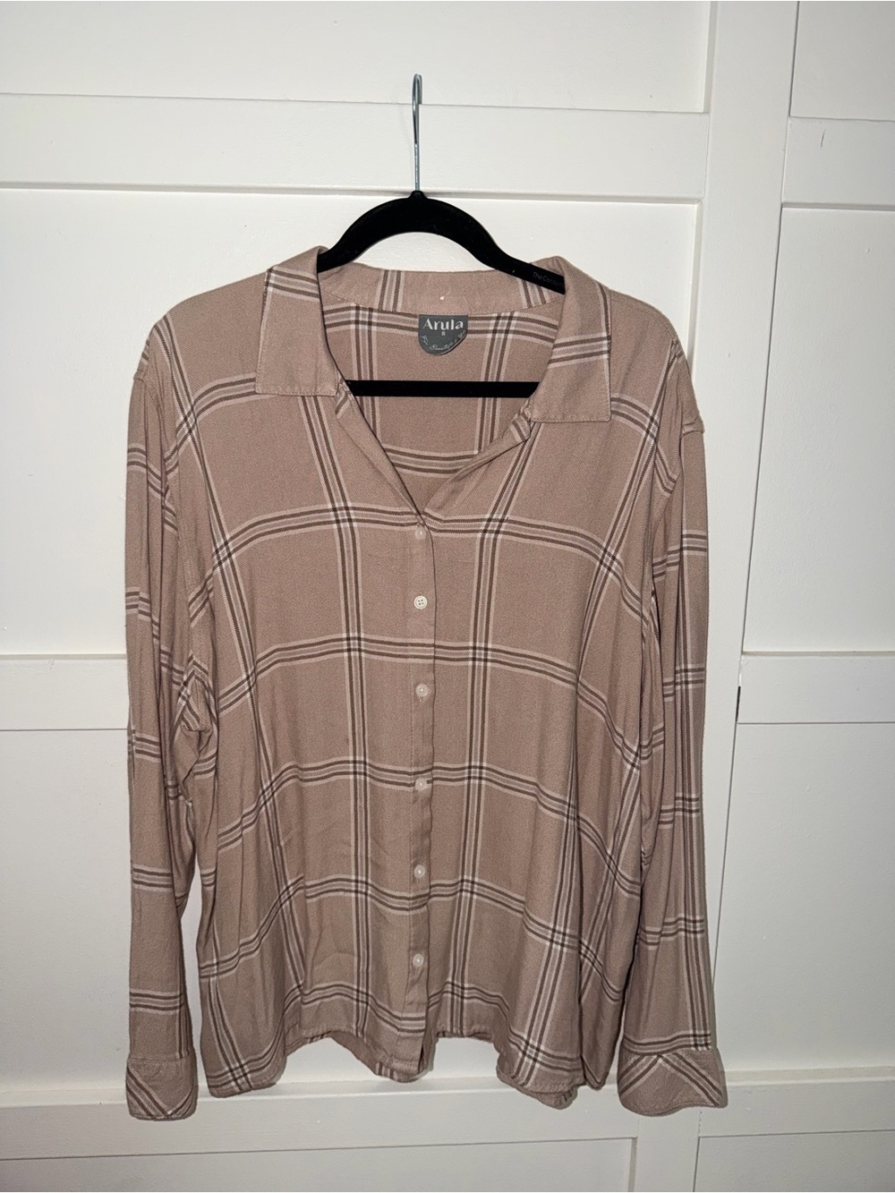 ARULA Beige Plaid Button-Down Shirt